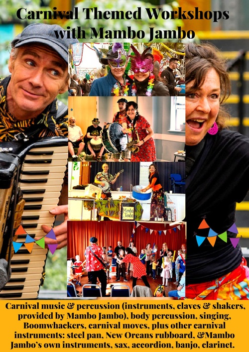 Carnival themed music workshop Mambo Jambo East Riding Libraries Reading Agency